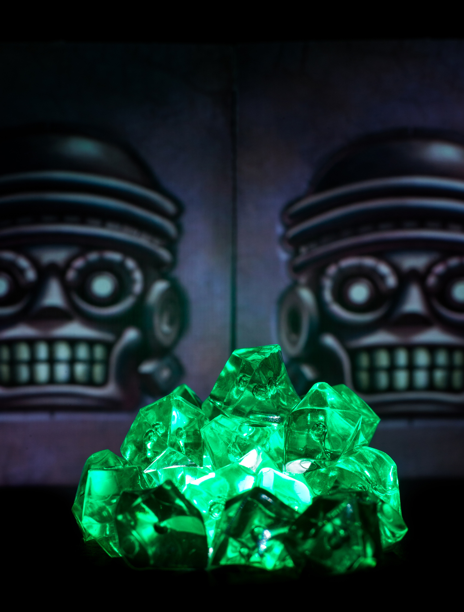 Glowing gems from Escape: Curse of the Temple real-time cooperative tabletop game
