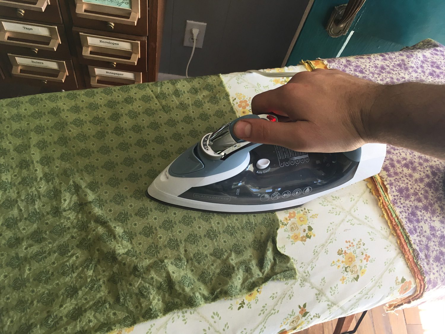 Ironing dyed fabric