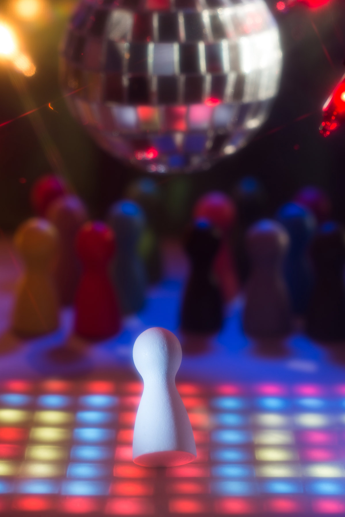 Pandemic meeple busting some moves on the dancefloor