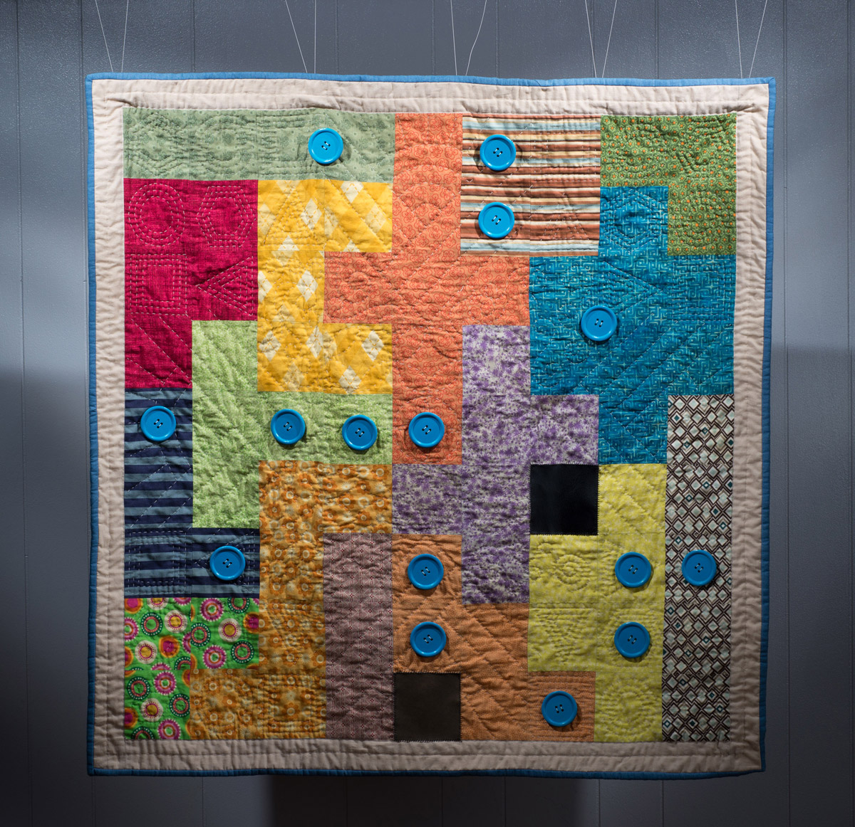 Final quilt based on the board game Patchwork.