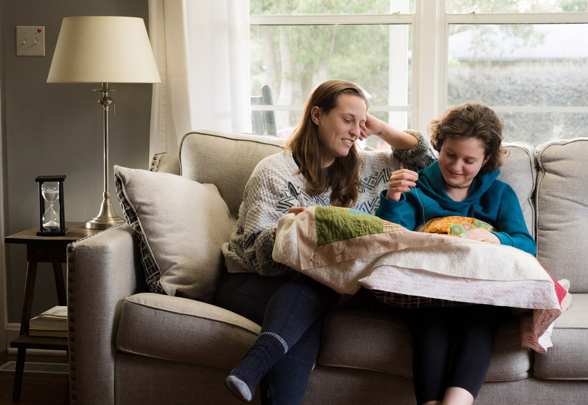 Quilting on the couch